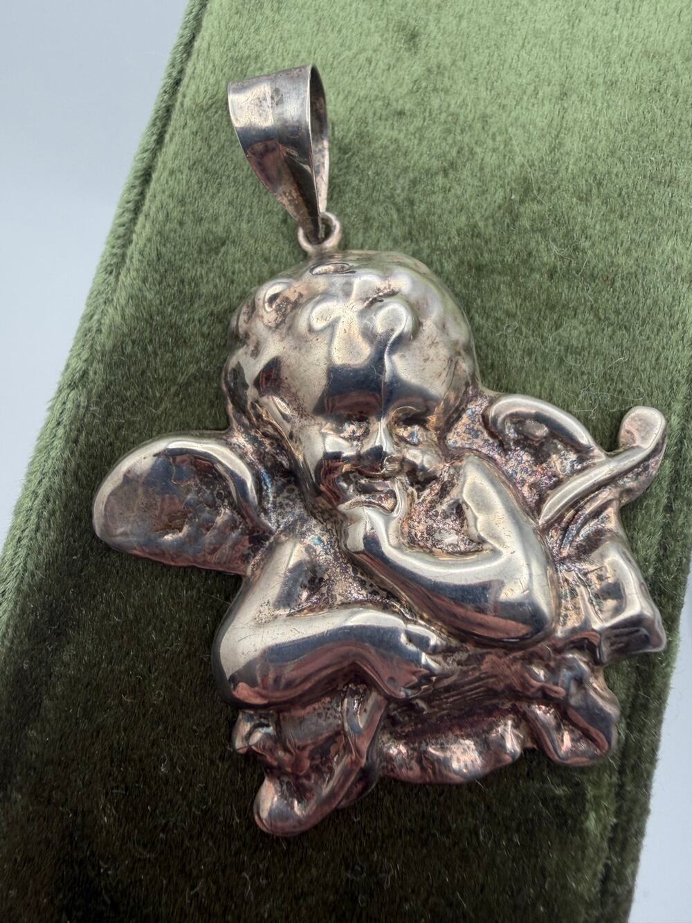 Large Sterling Putti Angel Head pendant